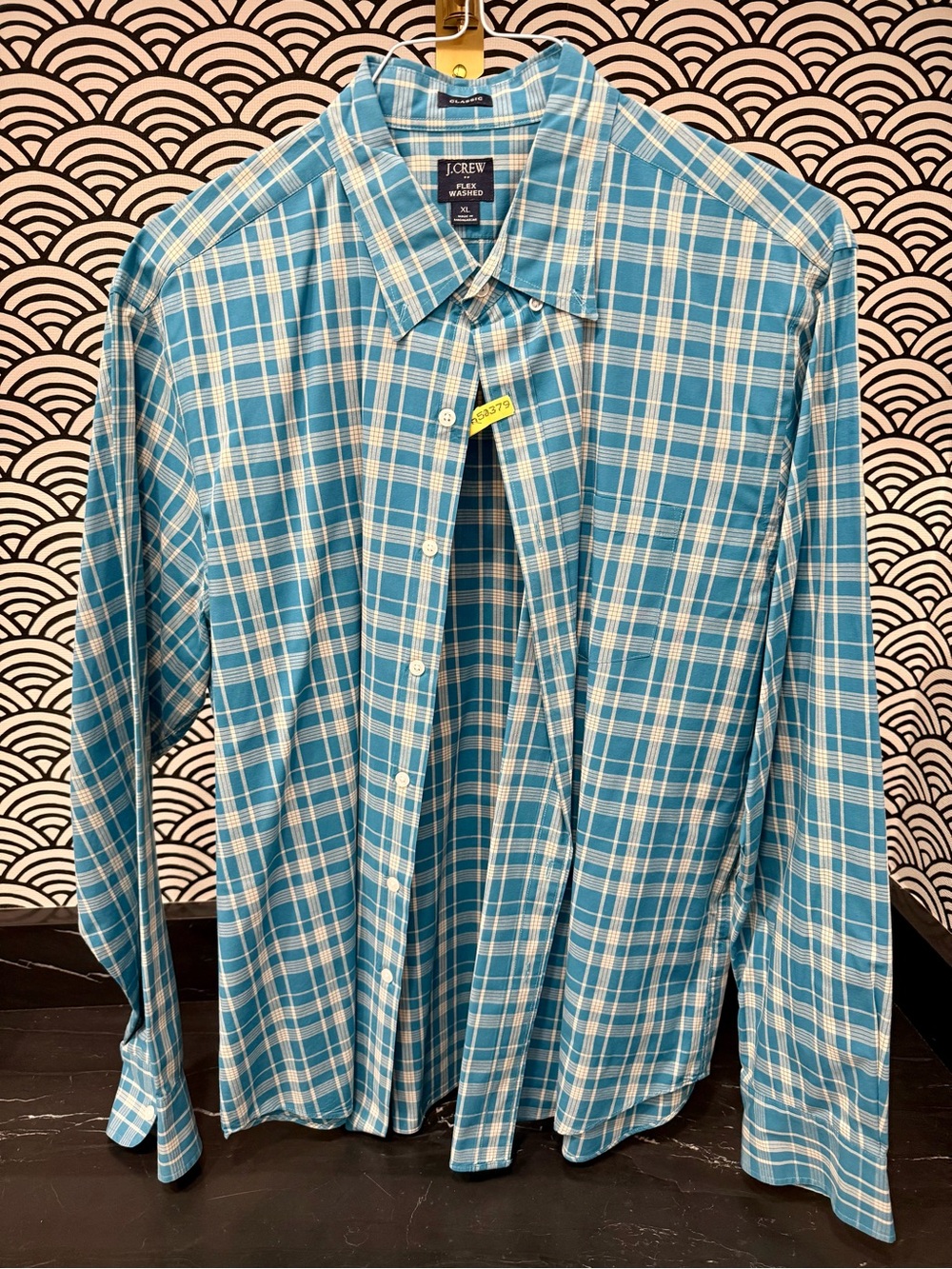 J. Crew Blue Teal and White Plaid Button-Down Shirt